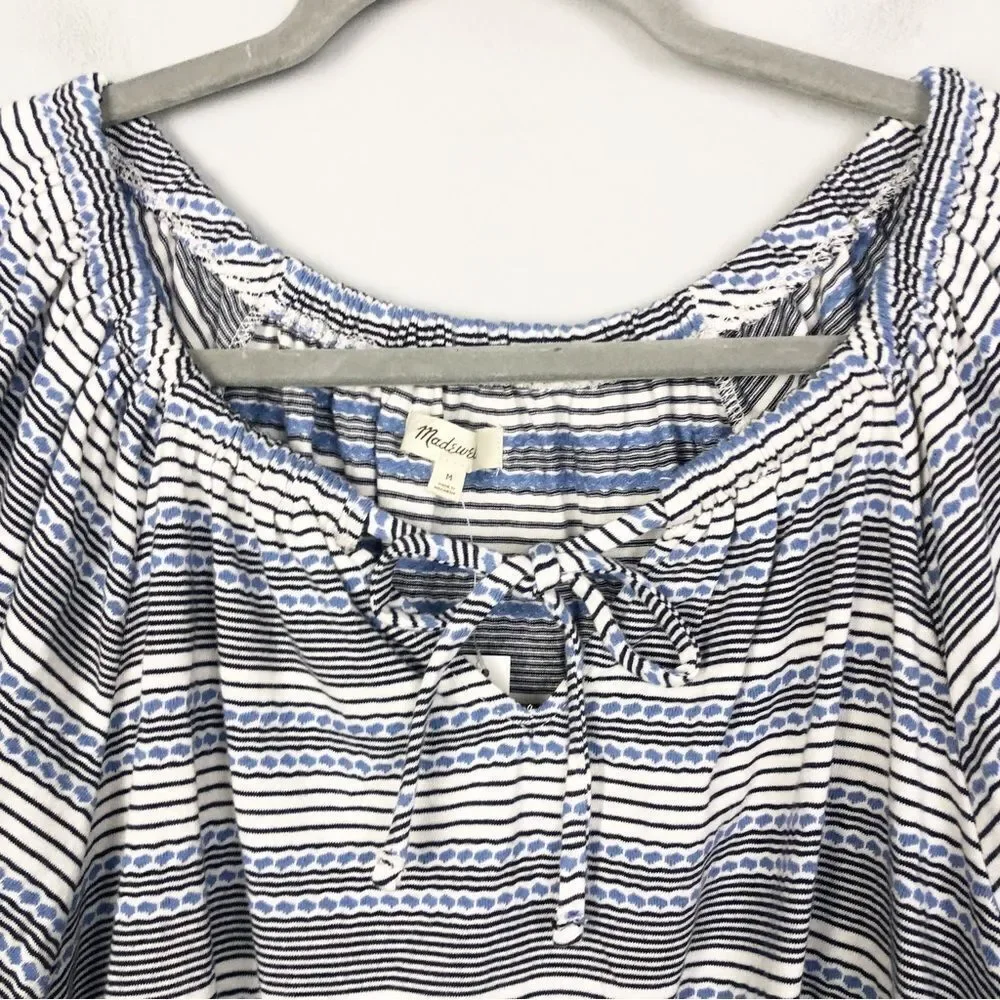 MADEWELL | NEW Jacquard Keyhole Cropped Top Tranquil Ocean Stripe Women’s Medium